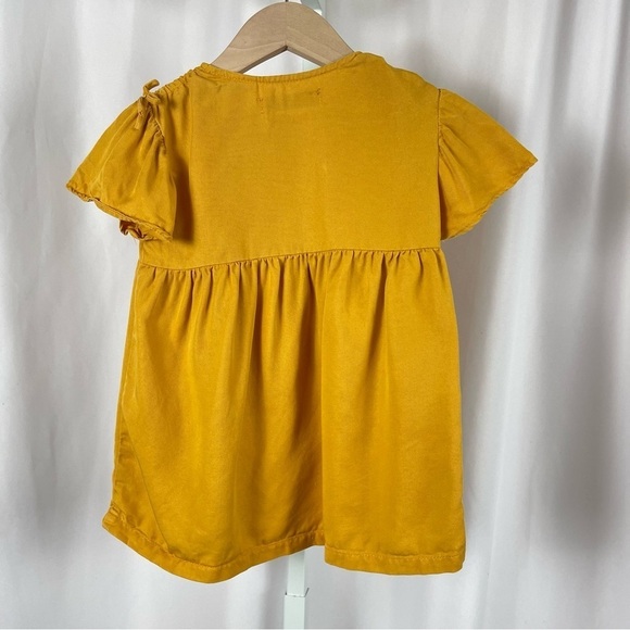 Zara 18-24 Months Boho Flutter Sleeve Dress Mustard Yellow Retro Cottagecore - Picture 2 of 8